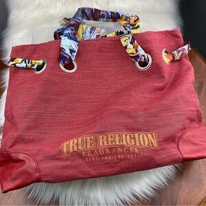 TRUE RELIGION TOTE BAG BOHO HIPPIE STYLE SCARF HANDLE